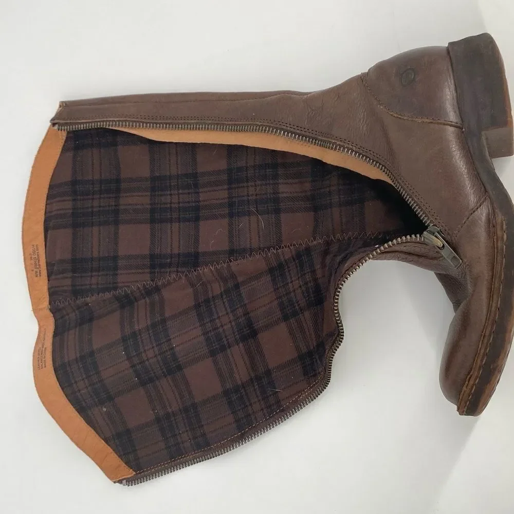 Born Women’s Dark Brown Leather Full Zip Riding Boots‎ Size 6 flannel lined